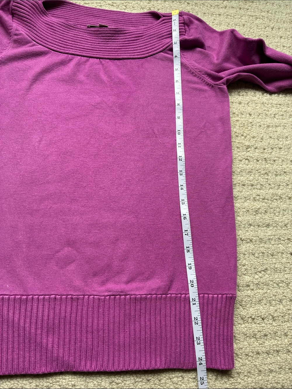 Cleo Women's Pinky Purple Ribbed Boat Neck Sweater Size Petite Medium - Picture 7 of 9